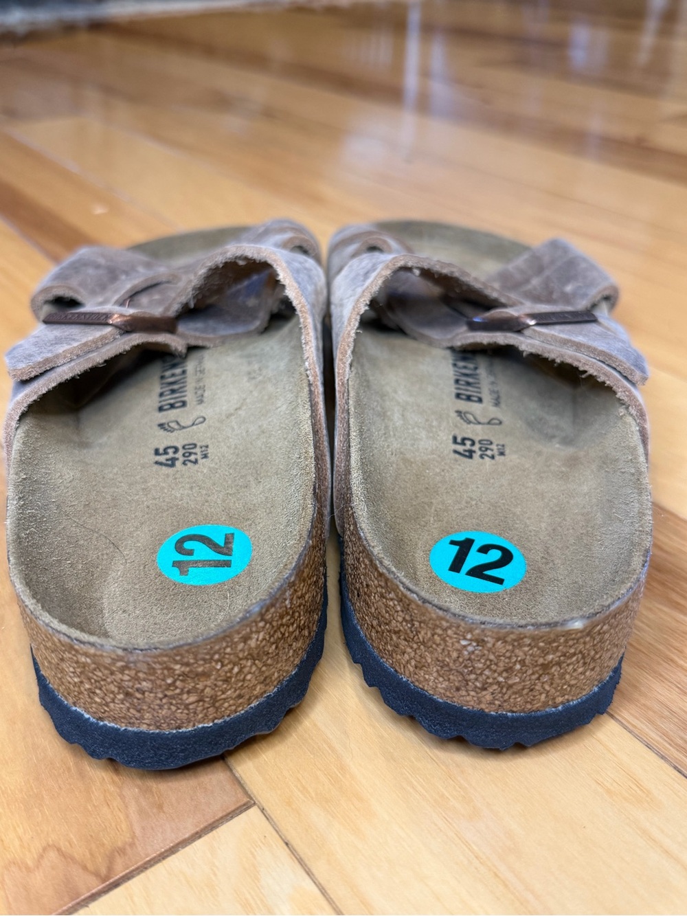 NWOT Birkenstock Lugano Oiled Leather Criss Cross Strap Slide Coastal Grandad 12 - Picture 5 of 11